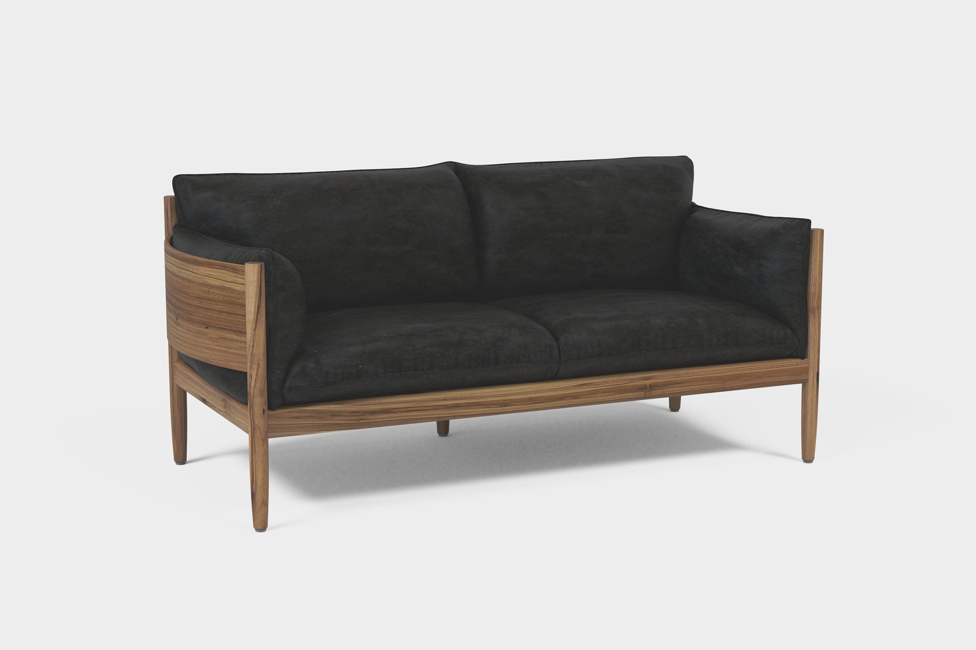Curved solid wood frame, handcrafted for strength.