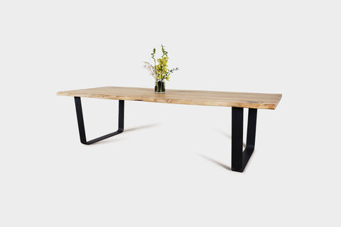 Live Edge Dining Table on Steel Legs Made from two Oak Boards | JULIA-Hardman Design