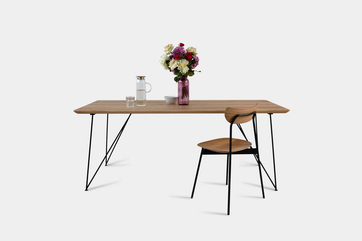 Bauhaus Walnut Dining Table on Metal Legs | AEMILIA-Hardman Design