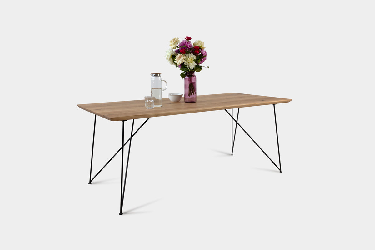 Bauhaus Walnut Dining Table on Metal Legs | AEMILIA-Hardman Design