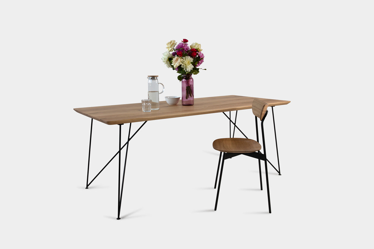 Bauhaus Walnut Dining Table on Metal Legs | AEMILIA-Hardman Design