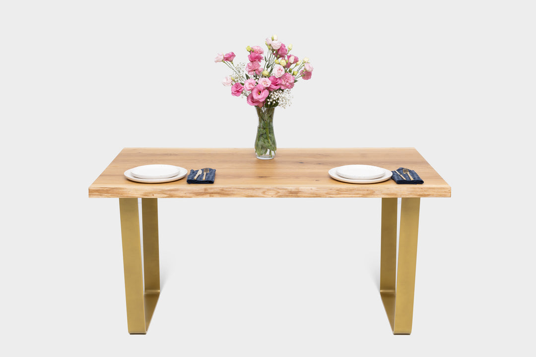 Industrial Dining Table Oak Live Edge Extendable MILANO