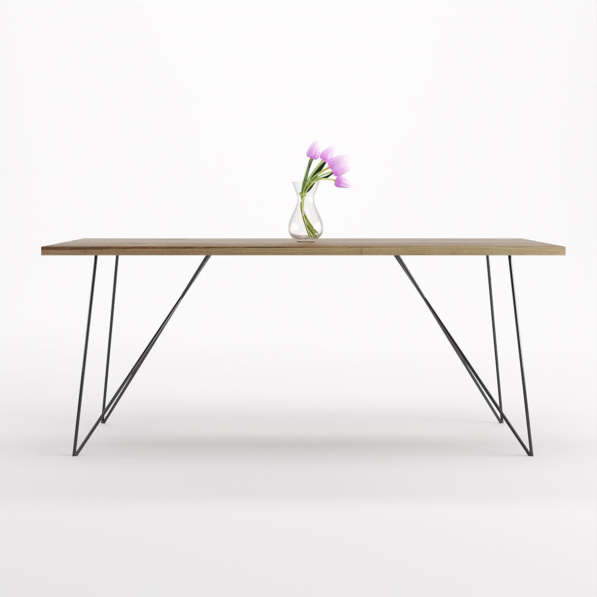 Bauhaus Walnut Dining Table on Metal Legs | AEMILIA-Hardman Design