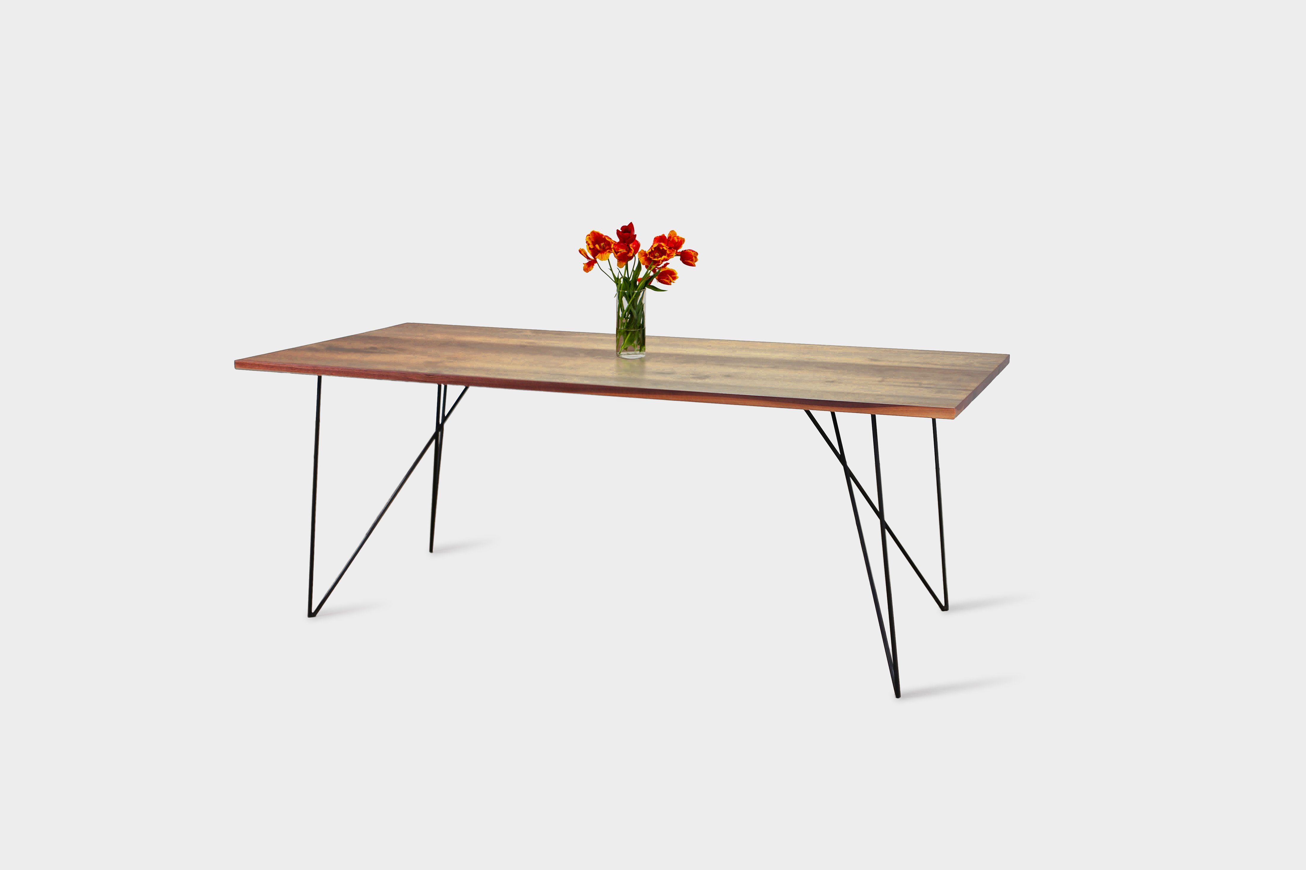 Bauhaus Walnut Dining Table on Metal Legs | AEMILIA-Hardman Design