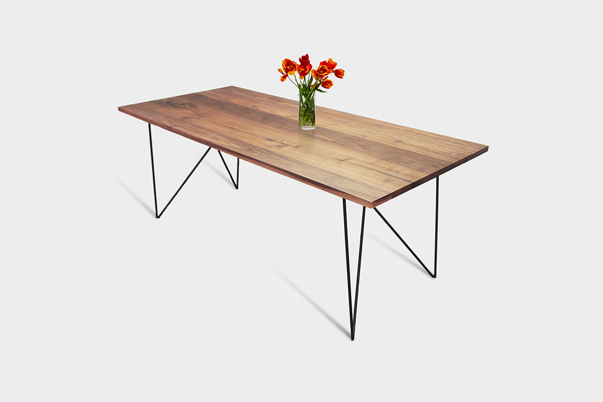 Bauhaus Walnut Dining Table on Metal Legs | AEMILIA-Hardman Design