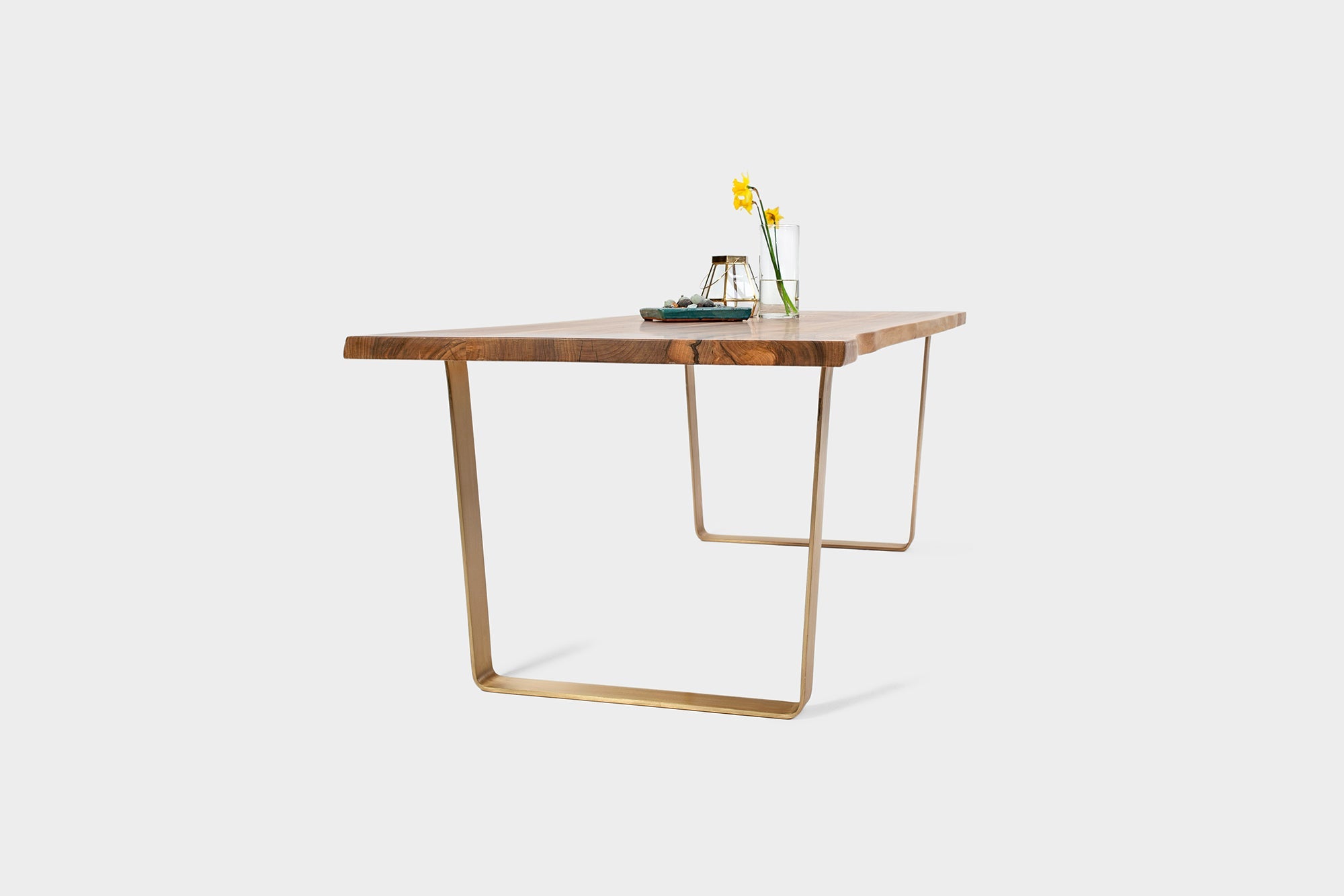 Walnut Dining Table on Brass U-Legs | MILANO-Hardman Design